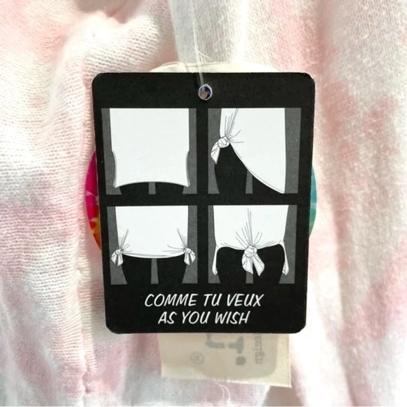 New Cloth by Design Convertible Side Slit Sweater Tie Dye Pink White Size Medium - Picture 15 of 16